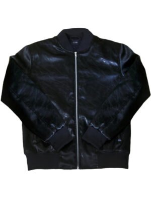 Black Design Satin Bomber Jacket