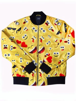 Emoji Print Bomber Jacket