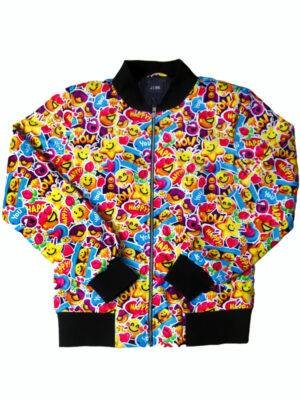 Emoji Sticker Print Bomber Jacket