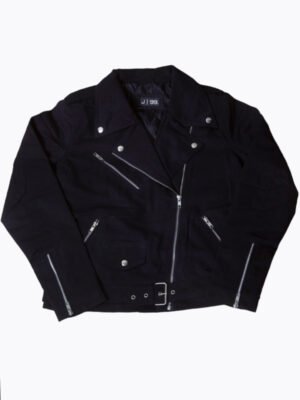 Black Cotton Biker Jacket