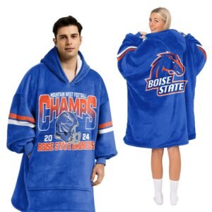 Boise State Mountain West Football Champs 2024 Football Unisex Blanket Hoodie
