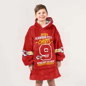 Chiefs 2024 9 Straight Afc West Championships Football Unisex Blanket Hoodie