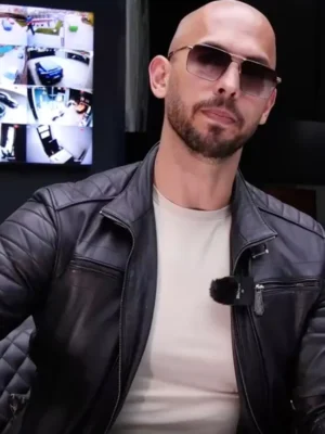 Andrew Tate Men Black Leather Jacket